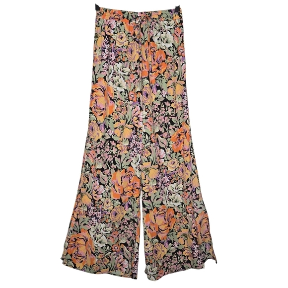 Lulus Womens Tropica Floral Wide Leg Slit Capture The Blooms Palazzo Pants XS - Picture 2 of 11